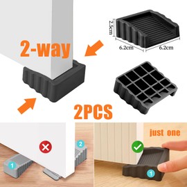 Two-Way Door Stoppers, Doorstop Wedge, Small Size Cube Rubber Door Stops,Black 2PCS