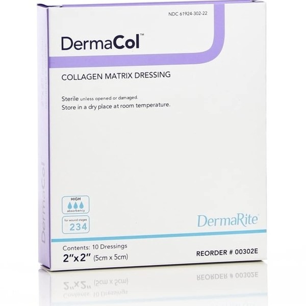 Dermarite Industries Dermacol Collagen Dressing, 2x2, 10 Count