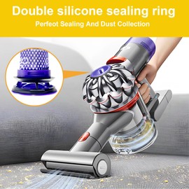 ZPSOX Dust Bin Lid + 3 Pre Filters Replacement Parts Compatible with Dyson V6 DC44 DC58 DC59 DC62 DC72 DC74 Vacuum Cleaner Canister Part,Dust Collector Lid Bin,Cup Cover Attachment,Bottom Accessories