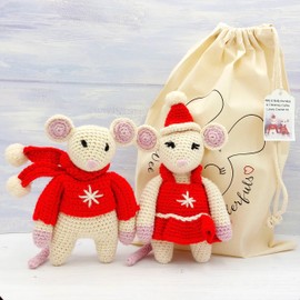 Crochet Kit - Christmas Mice Cute Crochet Toy Amigurumi Craft Kit