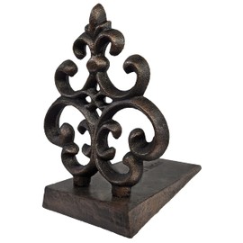 Lulu Decor, Cast Iron Fleur De Lis Door Stop, Door Stopper in Antique Black Finish (2 Piece)
