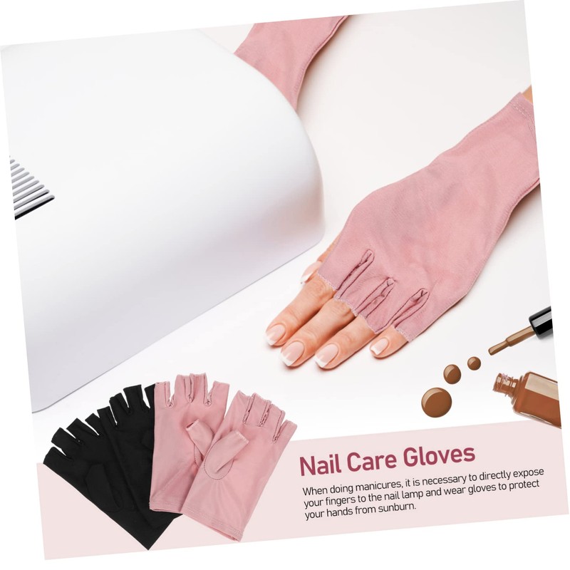 Healvian 3sets Manicure Nail Gloves Fingerless Hand Gloves for Gel