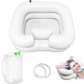 TZEKING Hair Wash Basin for Bedridden People with Shower Head and Water Bag, Shampoo Basin with 1 m Drain Hose, Hair Washing for Bedridden People for Bedridden Pregnant Women Injured Post-Operative