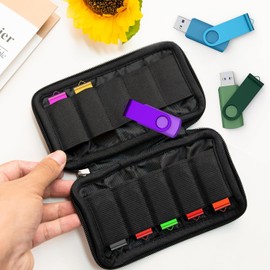Flash Drive Case Soft Material Thumb Drive Holder case, Drive Holder Organizer, Portable Electronic Accessories Bag for Memory Stick with 10 Slots