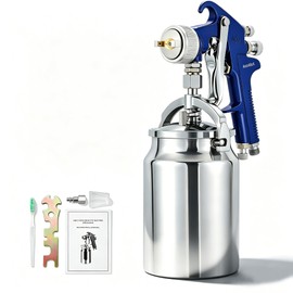 AutoViteX 34 Ounce Siphon Feed Spray Gun with 2.0 mm Copper Nozzle, Professional HVLP Air Paint Sprayer for Automotive Refinishing, Furniture Spraying and Heavy-Duty Coatings