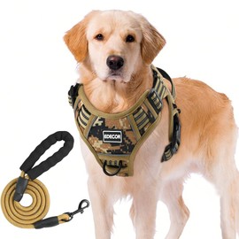 EDECOR Arnés para Perro Mediano Grande Pequeño, Pechera para Perro Ajustable con Correa 1.5m, Reflectante Transpirable, Arneses para Perro Sin Tirones para Caminar Viajar