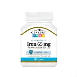 Hierro 65 Mg (sulfato De Hierro 325mg) 21st Century 120 Tabs Sabor N/a