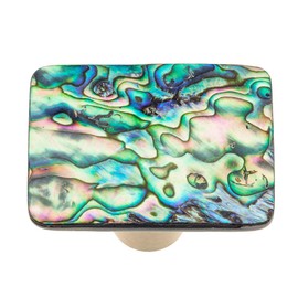 Rockcloud Retangle Colorful Abalone Shell Drawer Knobs with Copper Base Handmade Pulls Handle for Cabinet Wardrode Furniture Decorative Knob, Pack of 2