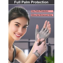Workout Gloves Women & Men, Semisolid Silica Gel Anti-Slip Weight Lifting Gloves for Women, Breathable Womens Workout Glove Fitness Glove (Grey, Large)