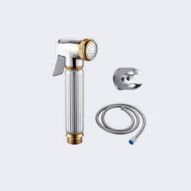Akitbahome Handheld Bidet Sprayer for Toilet,Brass Sprayer for Personal Hygiene Cloth Diaper Bidet Gold&Chrome Finish