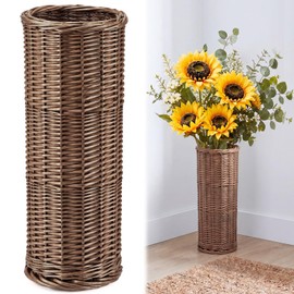 Giegxin Natural Wicker Floor Vase, 17 Inch Tall Large Rattan Basket Vase for Flowers, Decorative Rustic Boho Woven Floor Planter for Living Room, Farmhouse, Balcony, Home Decoration