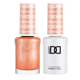 DND Gel Polish Set, Beige Nude Collection, UV/LED Gel Polish and Air Dry Nail Lacquer, Matching Chip-Free Polish Duo, 710 Champagne Sparkles, 0.5 Fl Oz