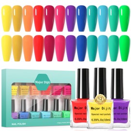 DouborQ 12 Color Nail Polish Set Neno Air Dry 12 Bright Colors 0.35oz Regular Nail Polish Kit Spring Summer Finger Nail Polish Gift Set for Women