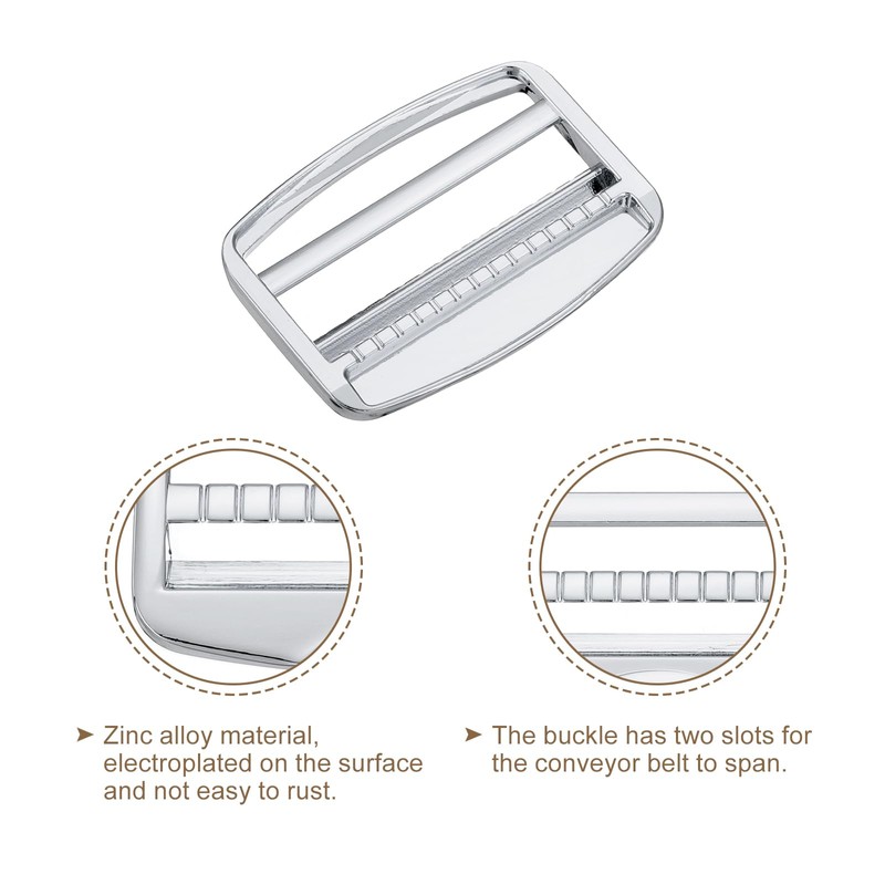 sourcing map 4Pcs Metal Slide Buckle, 2" Metal Zinc Alloy