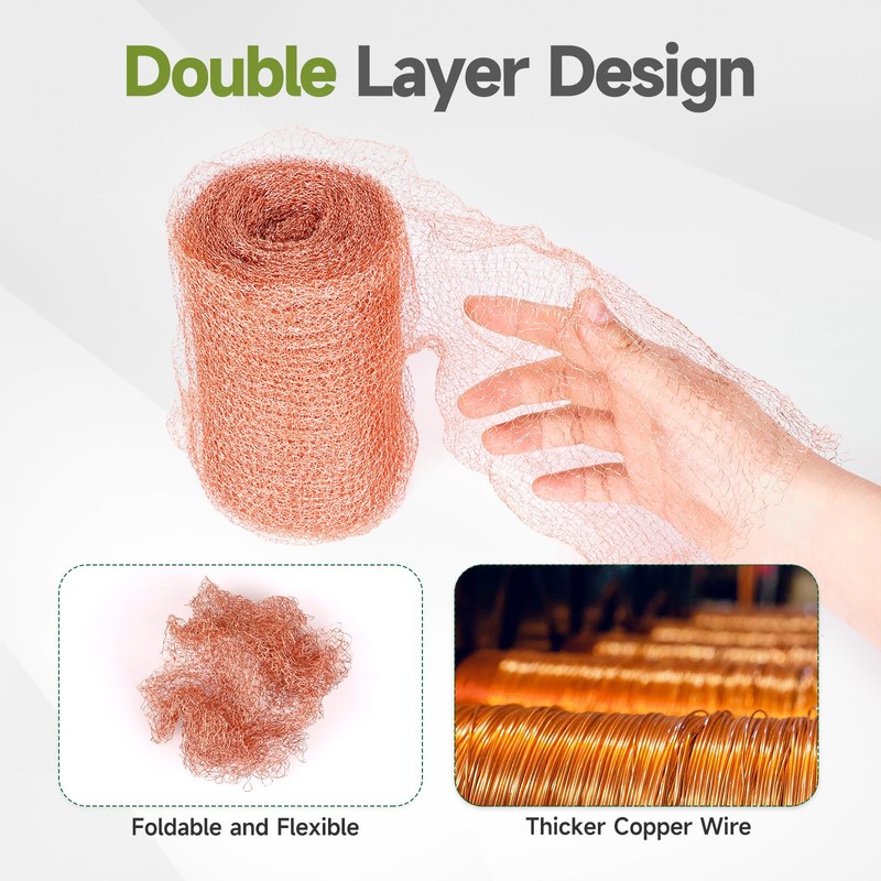 Witvalism Copper Mesh Rodent Control, 5in x 32ft Premium Copper