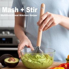 304 Stainless Steel Meat Chopper & Potato Masher, 6-Blade Ground Beef Smasher, Food-Grade Kitchen Tool for Vegetables, Fruits, Burgers, Gelatin – 11"