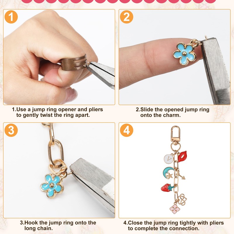 Starry 126Pcs Keychain Making Kit DIY Bag Charm Kit 25