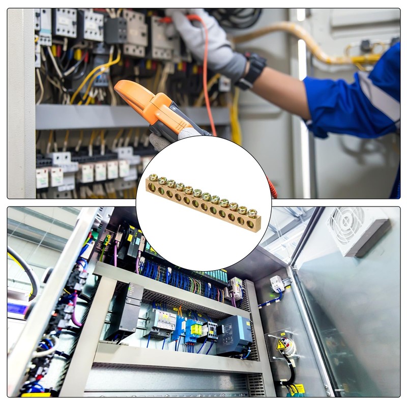 Sourcing Map 4 Pcs Brass Ground Bus Bar Terminal Block