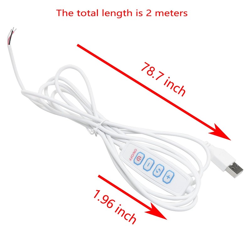 YHXiXi 2pcs White DC5V USB LED Dimmer Extension Cable Switch