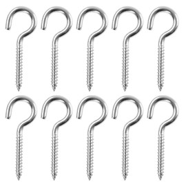 XIATIAN Screw Hooks, Stainless Steel, Pack of 10, Hooks for Screwing M6 x 82 mm, Ceiling Hook, Hook Screw, Large, Screw-In Hooks, Suitable for Hammocks, Awnings, Hanging Chairs, Rocking Chairs
