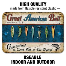 Great American Bait Patriotic Fishing Lure Home Business Office Sign - Plastic - 12" x 8" (30.5 cm x 20.3cm)