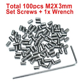 ZDingTech - 100 pcs M2 x 2mm 304 Stainless Steel Screws 2mm x 2mm, Allen Head Hex Socket Cap Screws with 0.9mm Allen Key, 2mm Hex Screw (M2 x 3mm)