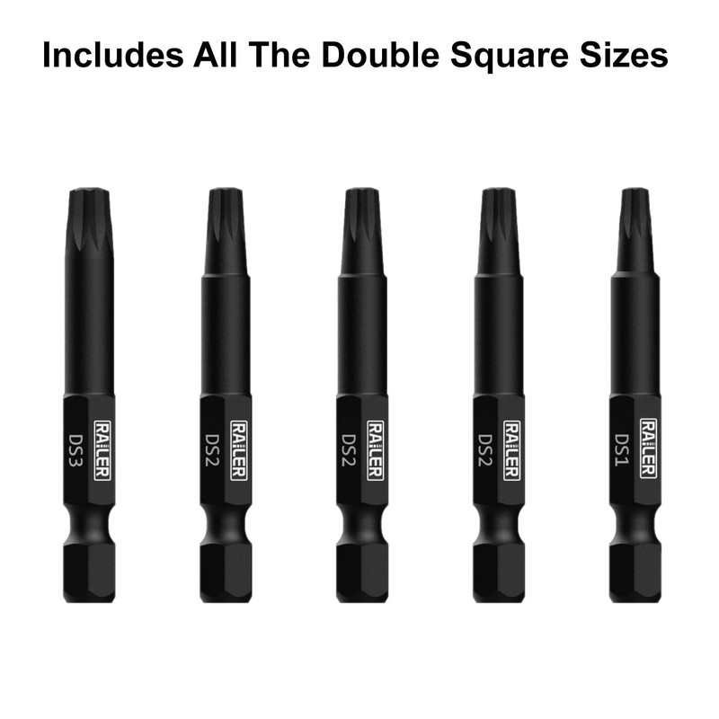 Railer Double Square 8 Point Star Bit Set, 5pc S2
