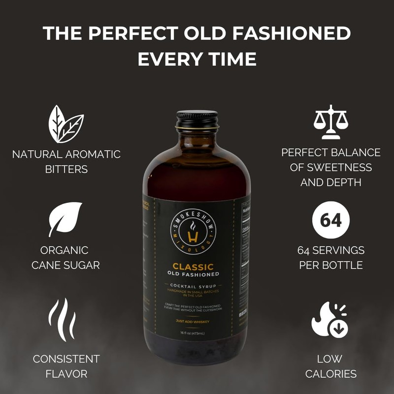 Smokeshow Cocktail Syrup - 64 Servings (16 oz, Old Fashioned)