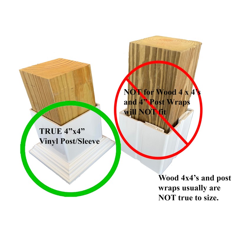4 x 4 inch Vinyl Two-Piece, Split Style Post/Sleeve Base