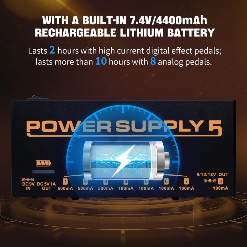 JOYO Built-in 4400mAh Rechargeable Battery Guitar Effect Pedal Power Supply