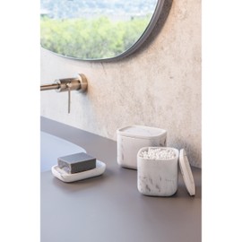 Vigar Zense Collection White Marble Slotted Bar Soap Tray, for Modern Luxury Bathroom and Kitchen, Fine Polyresin Stone