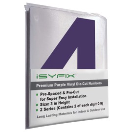 iSYFIX Purple Vinyl Numbers Stickers – 3 Inch Self Adhesive (2 Sets)- Premium Decal Die Cut and Pre-Spaced for Mailbox, Signs, Window, Door, Cars, Trucks, Homes, Address Numbers, Indoor or Outdoor