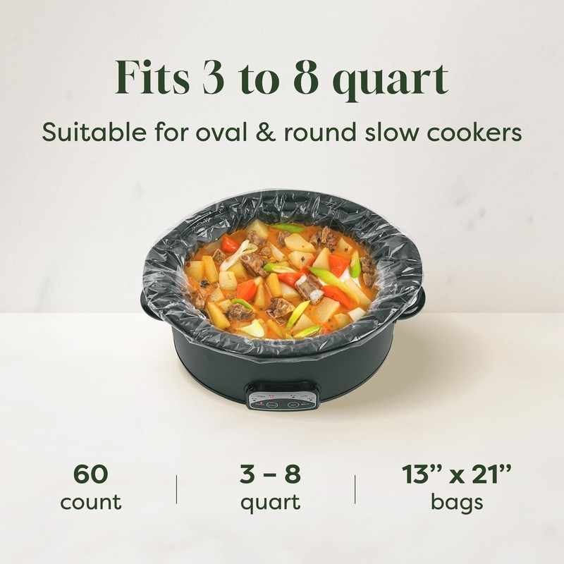 Oasier Slow Cooker Liners, Disposable Oval Large Size 13" x