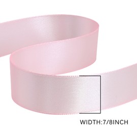 GTYBOVA 7/8 Inch x 100 Yards Double Face Pink Satin Ribbon 100% Polyester Multiple Colors Available Ideal for Gift Wrapping Hair Wedding Decor