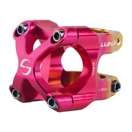 LUNJE 31.8mm Bike Stem, 35mm Short MTB Stem, CNC Machined 6061-T6 Aluminum Alloy with Vibrant Dual-Tone Anodized Finish, Anti-Corrosion, Fits Mountain/Road/BMX Bikes (Pink Gold)
