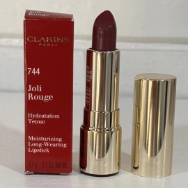 Clarins 2 Pack Clarins Joli Rouge Moisturizing Long Wearing Lipstick 744 Soft Plum 3.5g