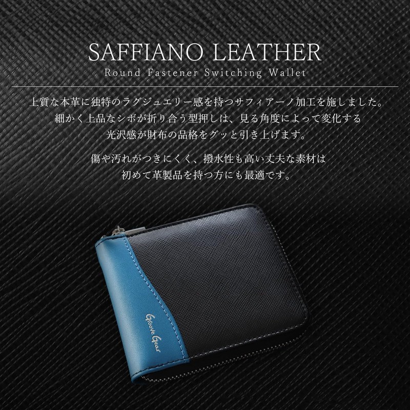 Groove Gear ggs-1031 Men's Bi-Fold Wallet, Mini Wallet, Saffiano Genuine