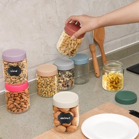 Lulonpon 8 Pack 10 oz Mason Jars with Lids - Airtight Glass Storage Containers for Overnight Oats, Snacks & Meal Prep | Includes 16 Labels, 2 Spoons + Marker!