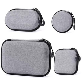 4 Pcs Organizador de Cables, Estuche para Cables y Cargadores, Estuche para Auriculares y Cargadores, Estuche Organizador Portátil de Viaje Impermeable para Cables, Tarjetas SD, Cargador (Gris)
