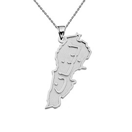 Fine Lebanon Country Pendant Necklace in Solid Sterling Silver, 16"