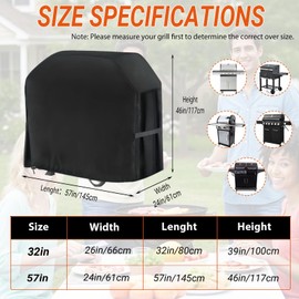 BBQ Cover 57 Inch Grill Covers for Weber Spirit E-210 Gas Grill Heavy Duty & Waterproof, Universal Barbecue Cover for Weber, Char-Broil, Monument, Brinkmann, Dyna-glo and Nexgrill