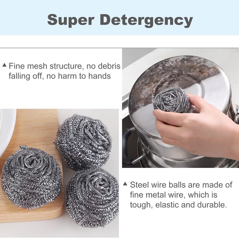 Stainless Steel Scourer,Cleaning Scrub Sponges, Heavy Duty Dishwashing Scouring Pad