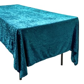 AK TRADING CO. Lush Panne Velvet Tablecloth - 60 x 102 Inch Rectangular Table Cover | Great for Buffet Table, Parties, Holiday Dinner, Wedding & Baby Shower - Teal Blue