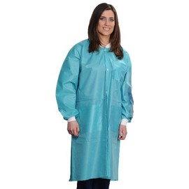 ValuMax 3560TES Easy Breathe Cool and Strong, No-Wrinkle, Professional Disposable SMS Knee Length Lab Coat, Teal, S, Pack of 10