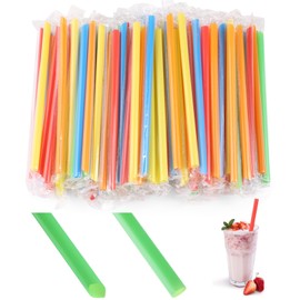 400 Pcs Jumbo Smoothie Straws, Disposable Drinking Straws, Colorful Boba Straw, 0.43" Wide Plastic Straw for Juice, Bubble Tea, Coffee, Milkshake, Individually Wrapped