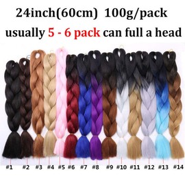 3 Pcs /300g 24'' Two Ombre Jumbo Braiding Hair Synthetic Braid Hair Extensions Black to Purple Red to Dark Blue