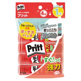 PLUS NS-701-41SM 29-755 Glue Stick, Prett, Regular Size, 4 Bottles 0.3 oz (10 g) + 1 Smooth