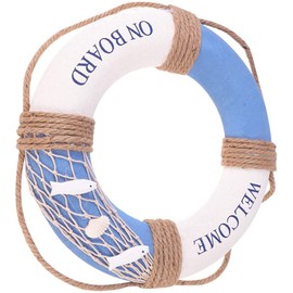 Shiwaki Diameter 30 cm Blue Nautical Life Ring Nautical Decorative Life Ring Nautical Life Ring Wall Door Decoration (Fish)