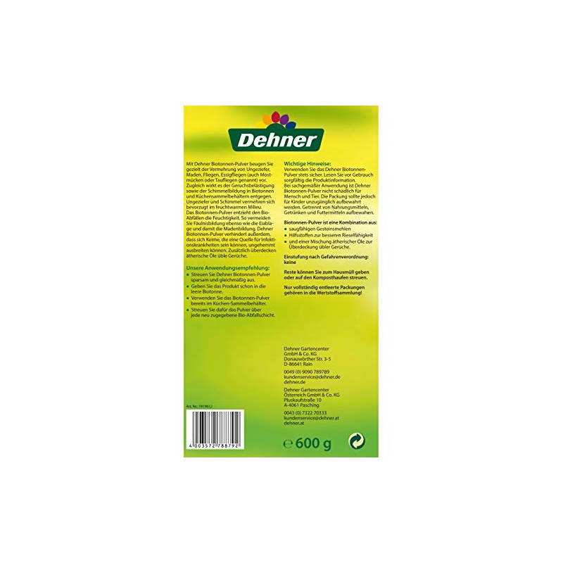 Dehner Biotonnen-Pulver, Maden,Fliegen, 600 g, für ca. 800 l