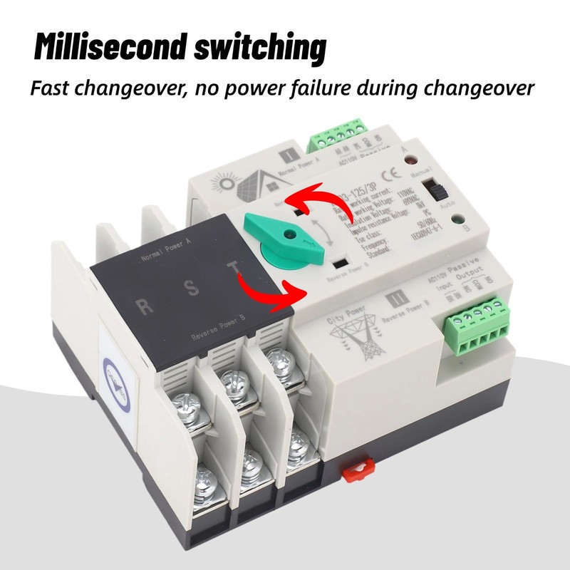 3P 110VPower Automatic Transfer Switch 63A Din Rail Type Mini